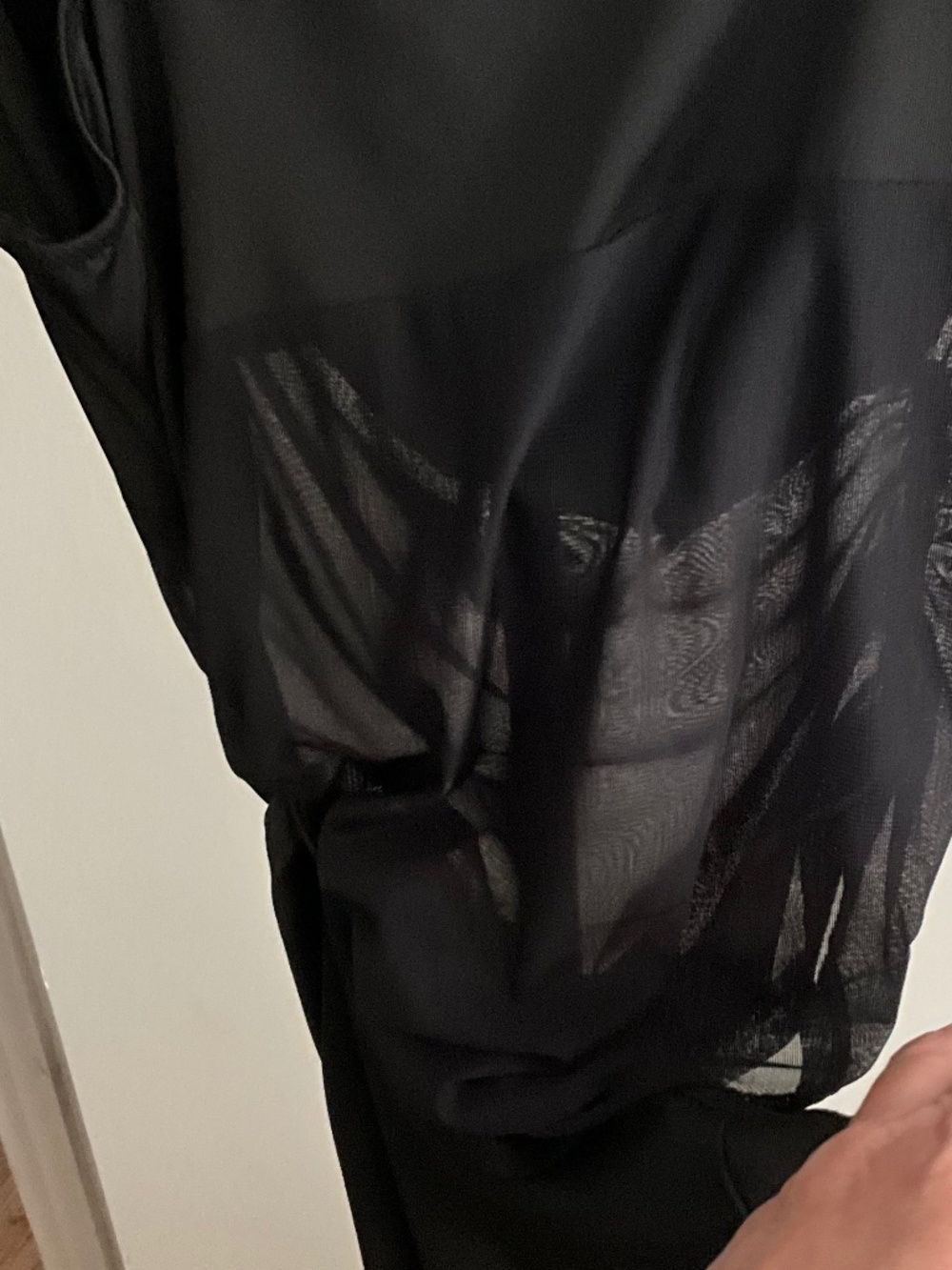 Asymmetrical Sheer Mesh Cutout Black Maxi Dress Small - Picture 3 of 6